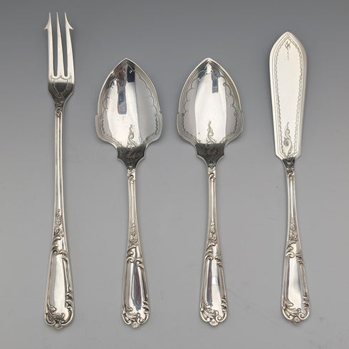 Antique British silver plate dessert set, Mappin & Webb, in case